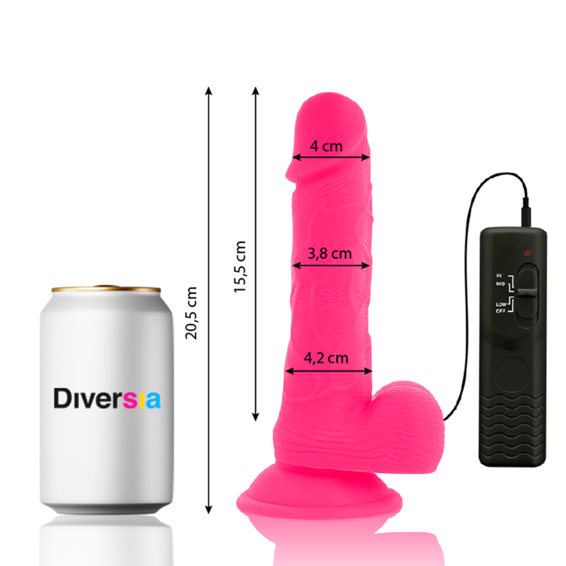 DIVERSIA - VIBRANT FLEXIBLE DILDO ROSE 20.5 CM -O- 4.2 CM