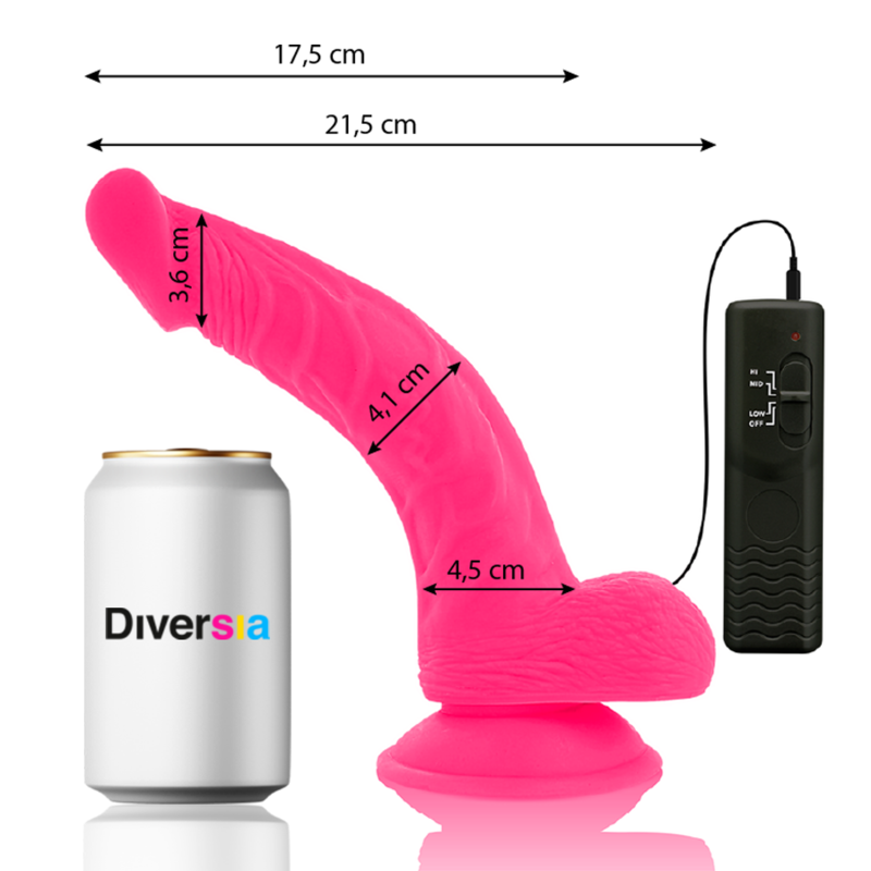 DIVERSIA - VIBRANT FLEXIBLE DILDO ROSE 21.5 CM -O- 4.5 CM