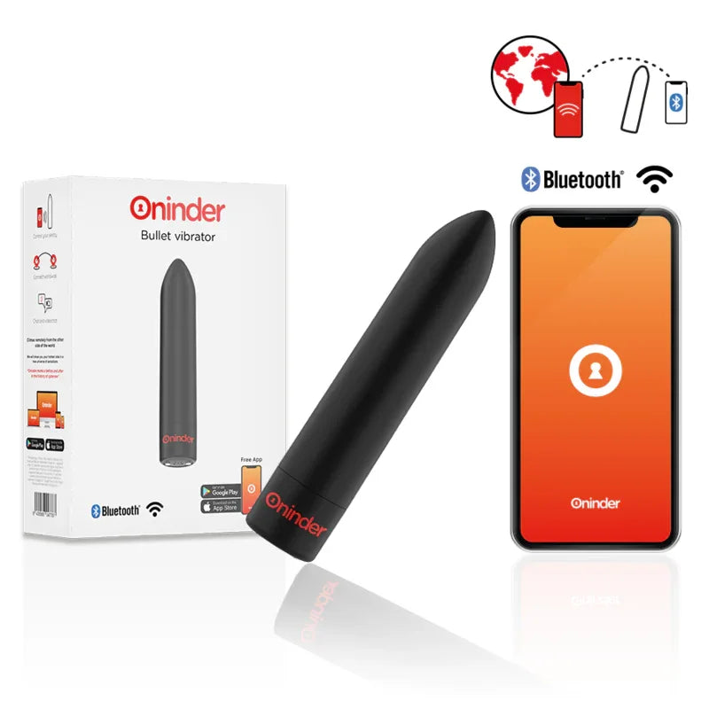 Oninder – Berlin Vibrateur Bullet Noir 9 Modes 8,5 X 2 cm – Application Gratuite