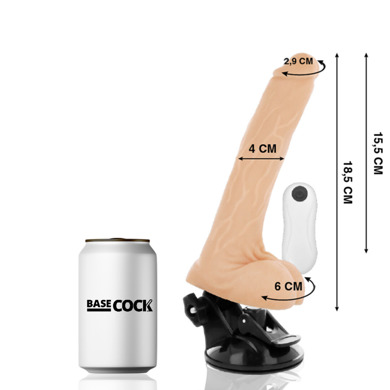 BASECOCK - TÉLÉLÉCOMMANDE NATUREL ARTICULABLE VIBRATEUR 18.5 CM -O- 4 CM