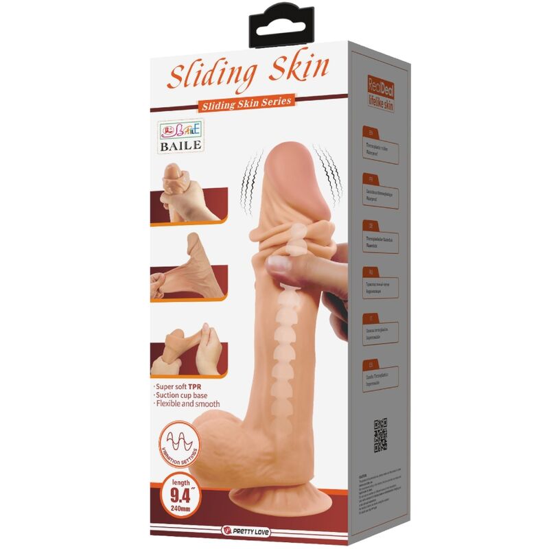 PRETTY LOVE - SERIE PIEL DESLIZANTE DILDO REALISTA CON VENTOSA PIEL DESLIZANTE CONTROL REMOTO CARNE 24 CM