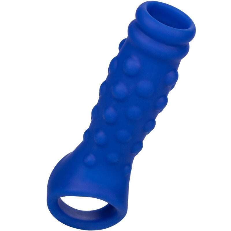CALEXOTICS - FUNDA PARA PENE CON PERLAS DE SILICONA LÍQUIDA AZUL ALMIRANTE