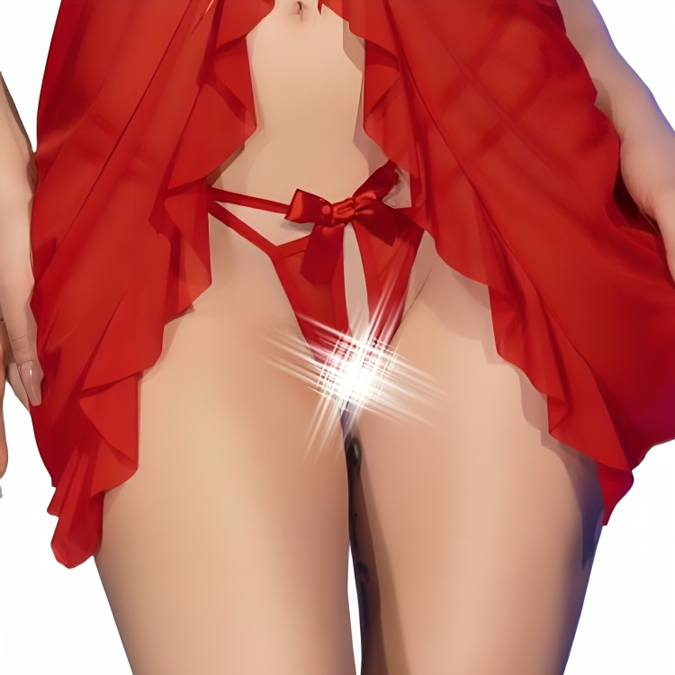 CHILIROSE - CR 4696 BABYDOLL Y TANGA SIN GANCHILLO ROJO S/M
