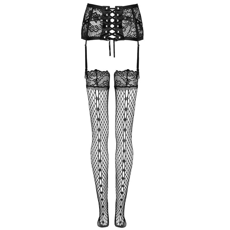 LIVCO CORSETTI FASHION - JELLY LC 90673 GARTER BELT + STOCKINGS BLACK