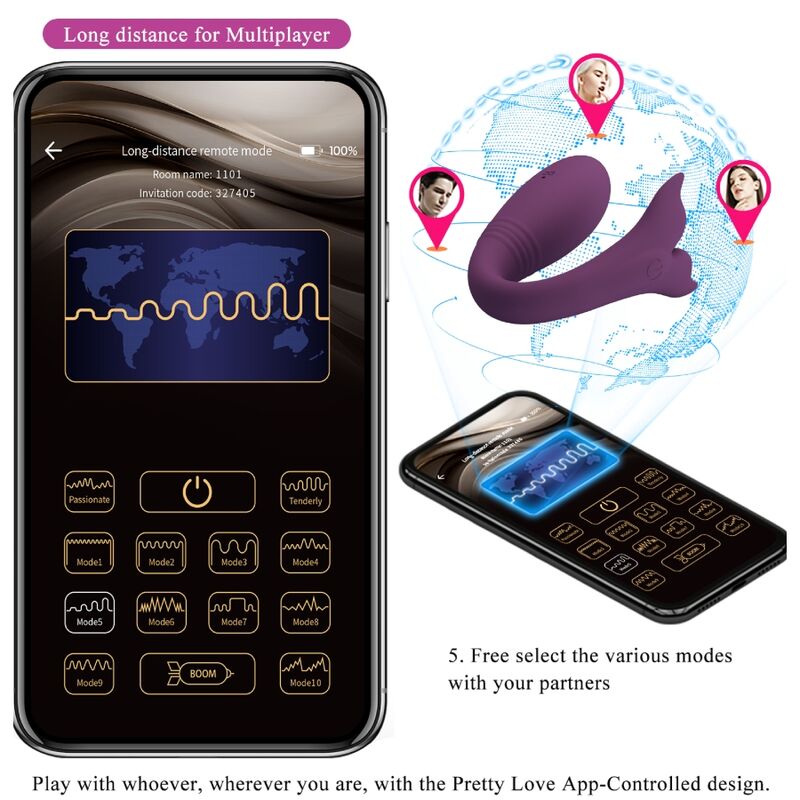 PRETTY LOVE - VIBRADOR JAYLEEN CON CONTROL REMOTO, COLOR MORADO