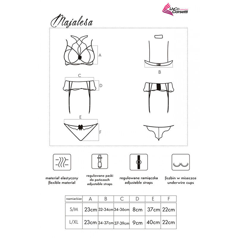 MODA LIVCO CORSETTI - MAJALESA LC 90526 SUJETADOR + LIGUERO + BRAGAS NEGRO