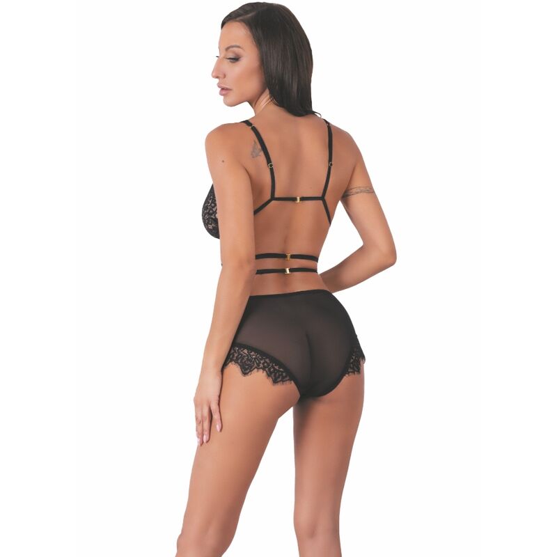 LIVCO CORSETTI FASHION - DREZNA LC 90733 SUJETADOR + BRAGUITA NEGRO L/XL