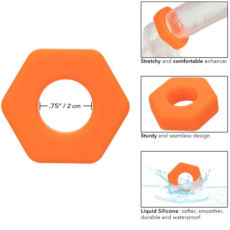 CALEXOTICS - ANILLO DE EXTENSIÓN SEXAGONAL NARANJA ALPHA
