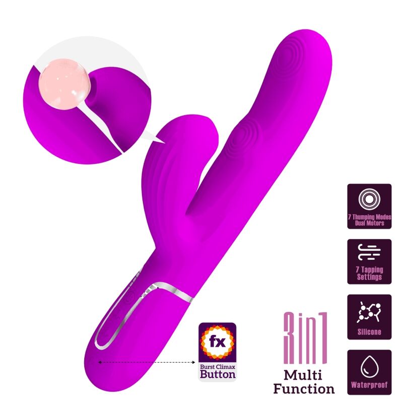 PRETTY LOVE - VIBRATEUR POINT G MULTIFONCTION 3 IN 1 PERLITA VIOLET