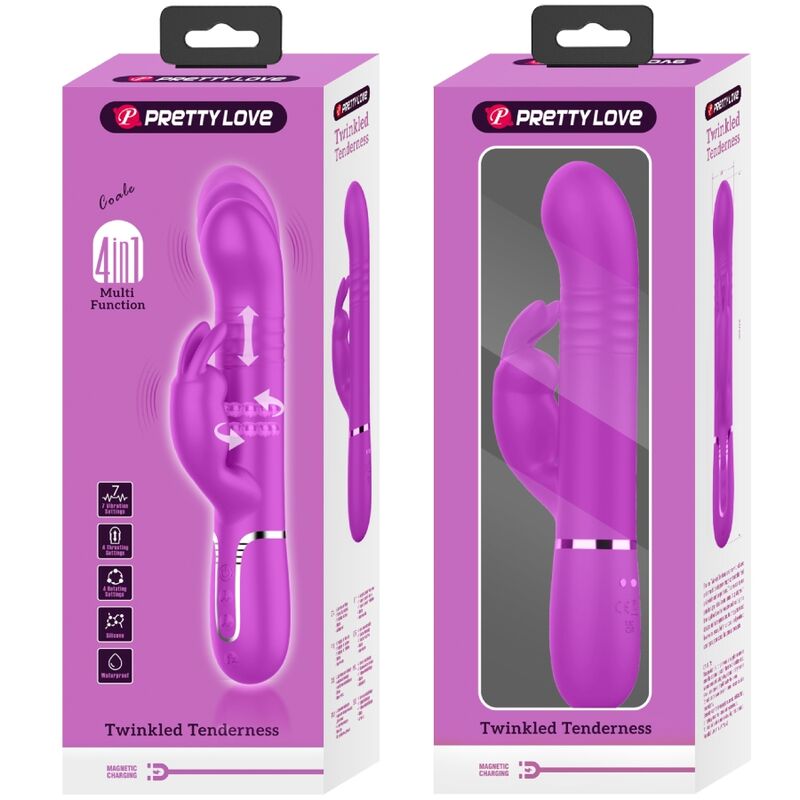 PRETTY LOVE - VIBRADOR COALE RABBIT CON CUENTAS MORADA