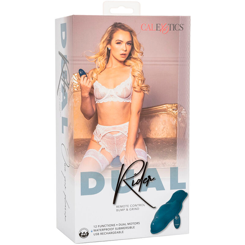 CALEXOTICS - RIDER MASSAGER DOUBLE MOTEUR TÉLÉLÉCOMMANDE BLEU
