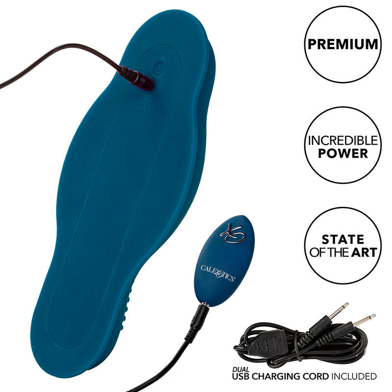 CALEXOTICS - RIDER MASSAGER DOUBLE MOTEUR TÉLÉLÉCOMMANDE BLEU