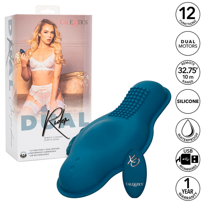 CALEXOTICS - RIDER MASSAGER DOUBLE MOTEUR TÉLÉLÉCOMMANDE BLEU