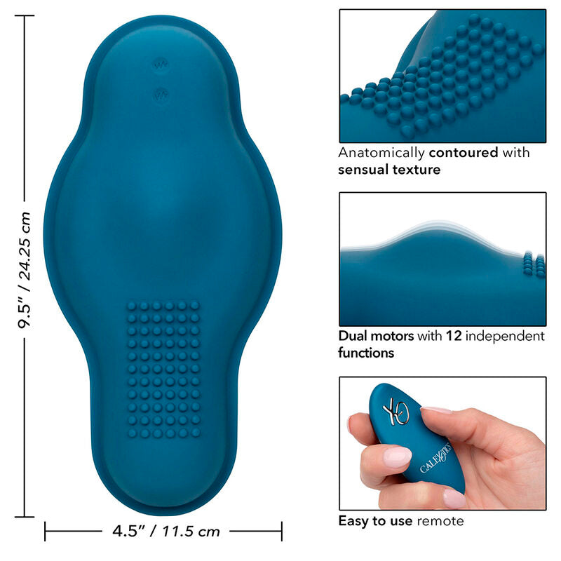 CALEXOTICS - RIDER MASSAGER DOUBLE MOTEUR TÉLÉLÉCOMMANDE BLEU