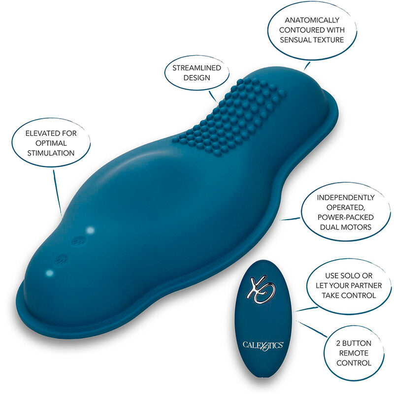CALEXOTICS - RIDER MASSAGER DOUBLE MOTEUR TÉLÉLÉCOMMANDE BLEU
