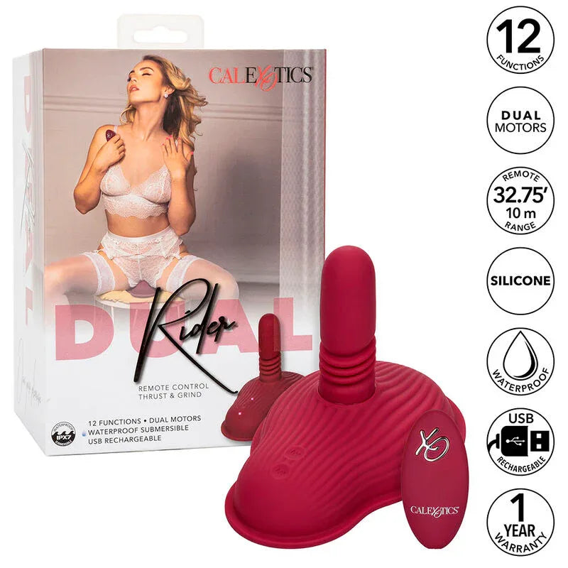 Calexotics – Rider Massager Double Moteur Télécommande Rouge