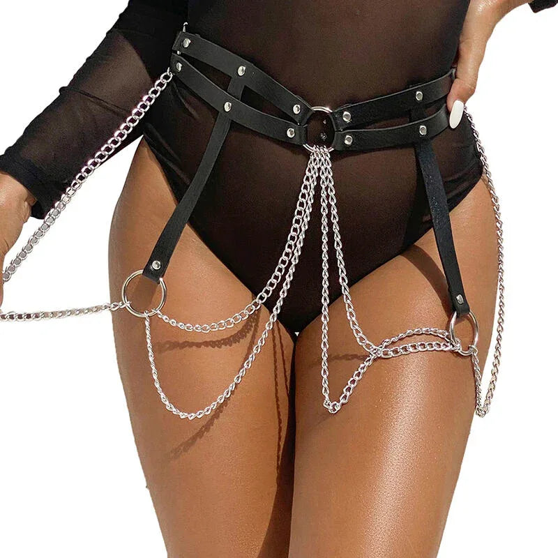 Subblime – Chaine Bague Cuir Ceinture Noir taille Unique