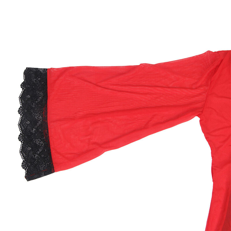 SUBBLIME - VESTIDO DE TELA TRANSPARENTE CON DETALLE DE ENCAJE ROJO L/XL