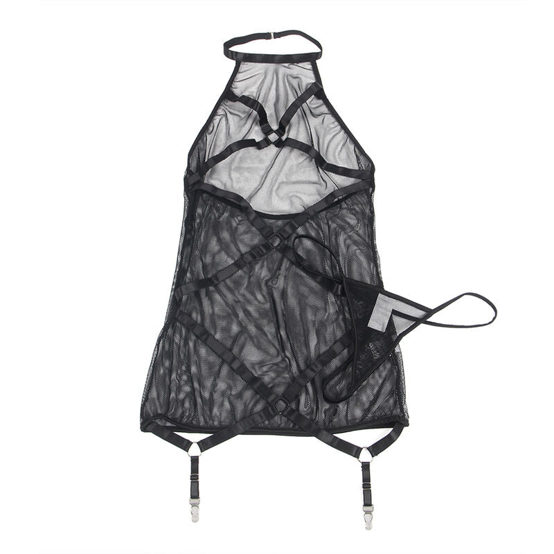 SUBBLIME - TRANSPARENT VESTIDO CUELLO HALTER NEGRO S/M