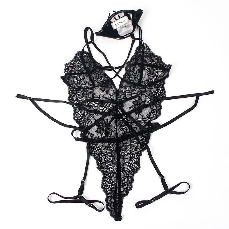 SUBBLIME - POLICE COSTUME BLACK LACE BODYSUIT S/M