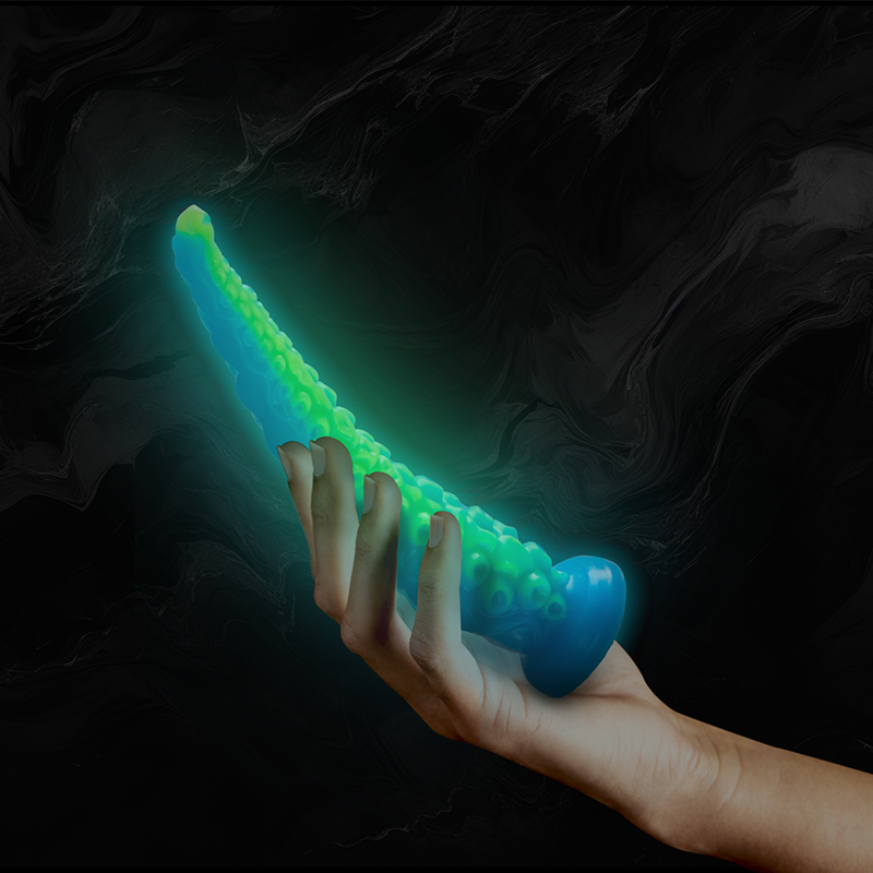ÉPICO - SCYLLA DILDO PEQUEÑO FLUORESCENTE CON TENTÁCULOS FINOS