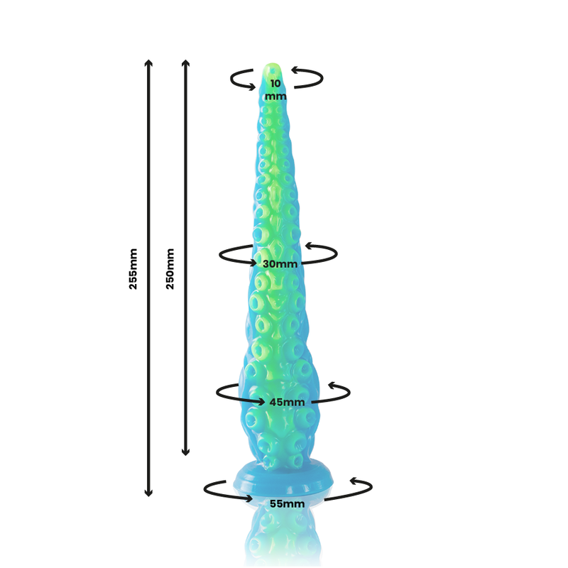 ÉPICO - SCYLLA DILDO PEQUEÑO FLUORESCENTE CON TENTÁCULOS FINOS