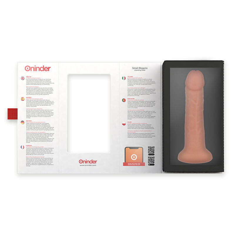 ONINDER - DILDO VIBRADOR PEQUEÑO BOGOTÁ 9 VELOCIDADES NATURAL 17.5 CM -O- 4 CM - APP GRATIS