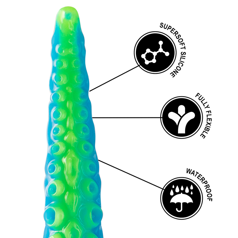 ÉPICO - SCYLLA DILDO PEQUEÑO FLUORESCENTE CON TENTÁCULOS FINOS