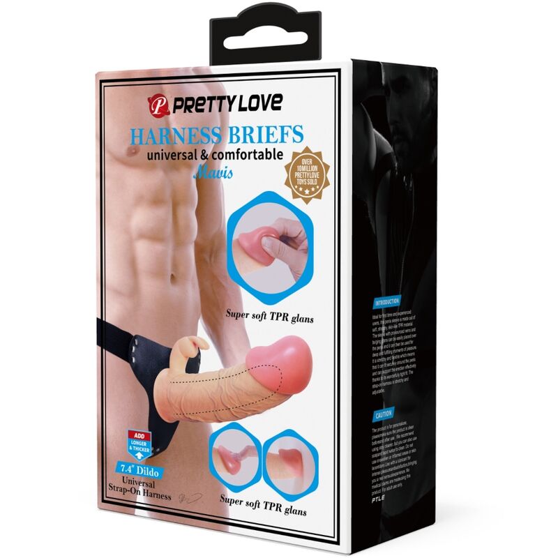 PRETTY LOVE - ARNÉS UNIVERSAL MAVIS CON DILDO NATURAL DE 19 CM