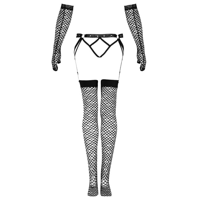 LIVCO CORSETTI FASHION - CONJUNTO DE LIGA + MEDIAS + GUANTES NEMALIA NEGRO