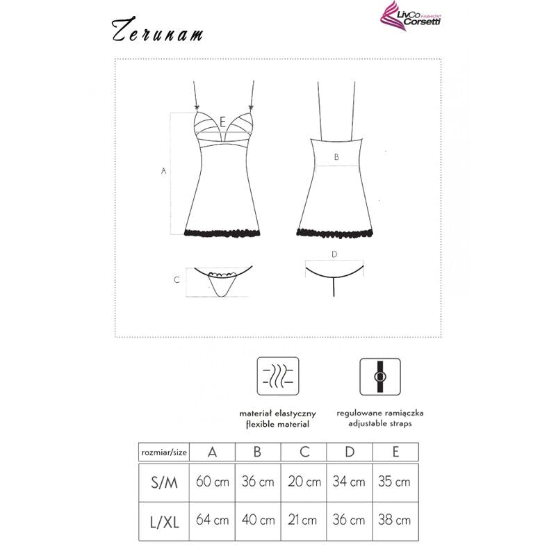 LIVCO CORSETTI FASHION - ZERUNAM SET BABYDOLL + THONG BLACK