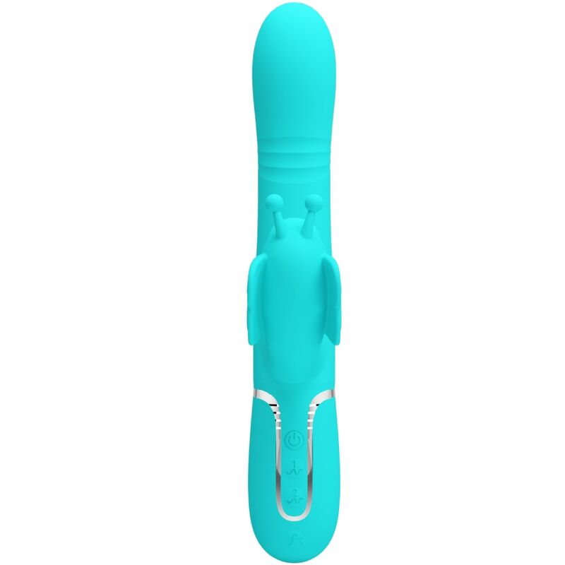 PRETTY LOVE - VIBRADOR CONEJO MULTIFUNCIONAL 4 EN 1 MARIPOSA VERDE AGUA