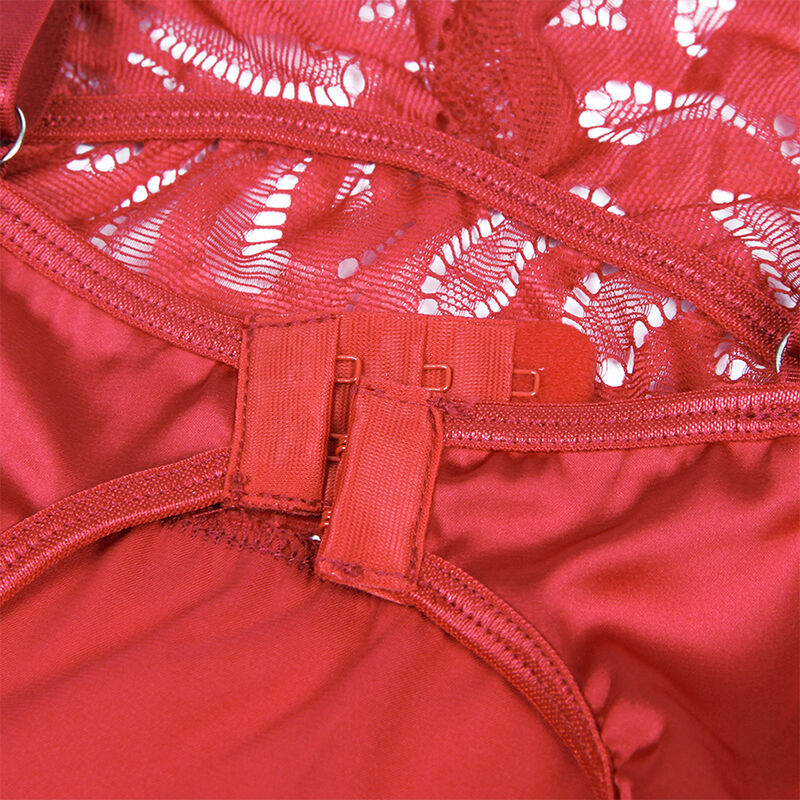 SUBBLIME - BABYDOLL DE SATÉN CON ENCAJE ROJO L/XL