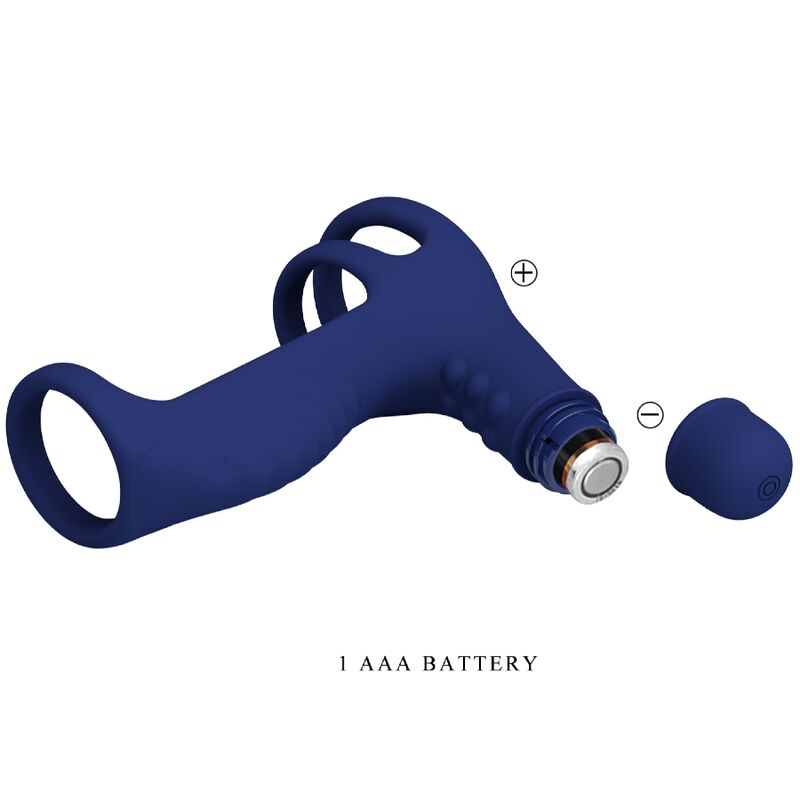 PRETTY LOVE - ANILLO VIBRADOR ELISH CON EXTENSIÓN AZUL