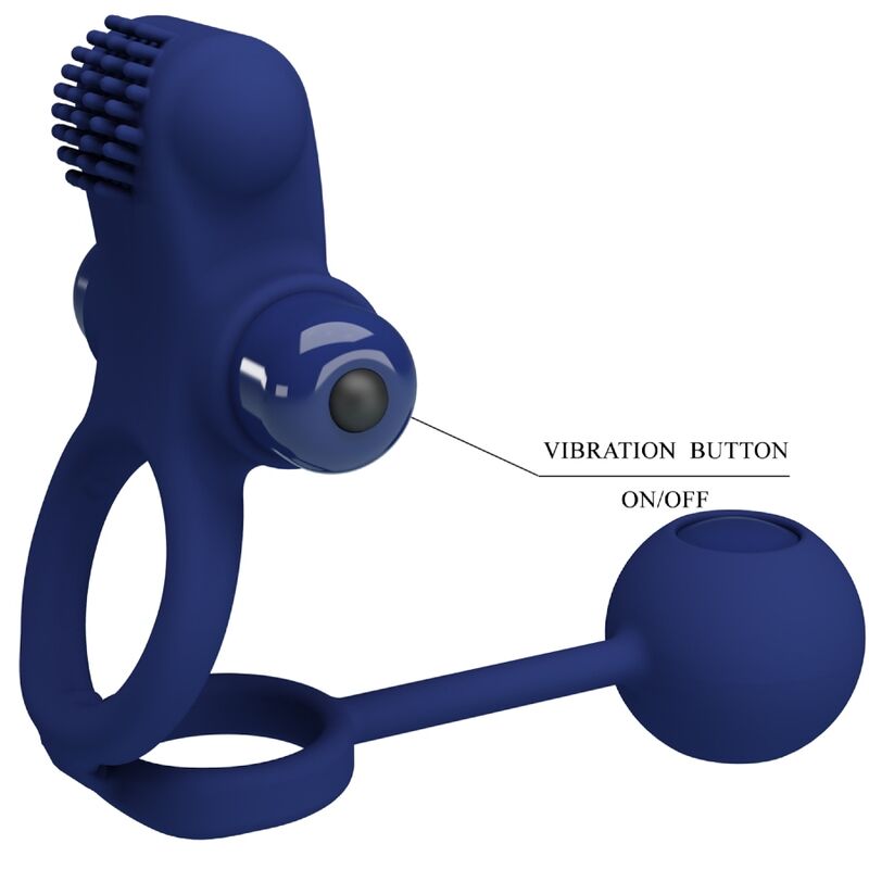 PRETTY LOVE - ANILLO VIBRADOR DOBLE REMINGTON CON TAPÓN AZUL