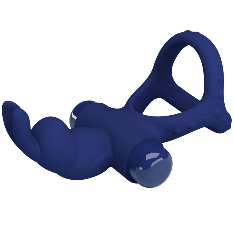 PRETTY LOVE - ANILLO VIBRADOR DOBLE LUCHITO CONEJO AZUL