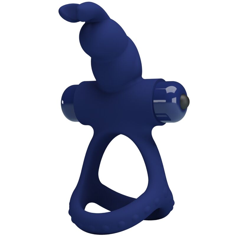 PRETTY LOVE - ANILLO VIBRADOR DOBLE LUCHITO CONEJO AZUL