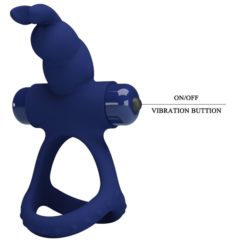 PRETTY LOVE - ANILLO VIBRADOR DOBLE LUCHITO CONEJO AZUL