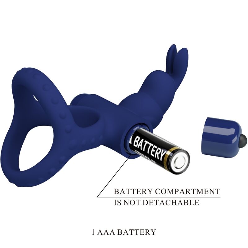 PRETTY LOVE - ANILLO VIBRADOR DOBLE LUCHITO CONEJO AZUL