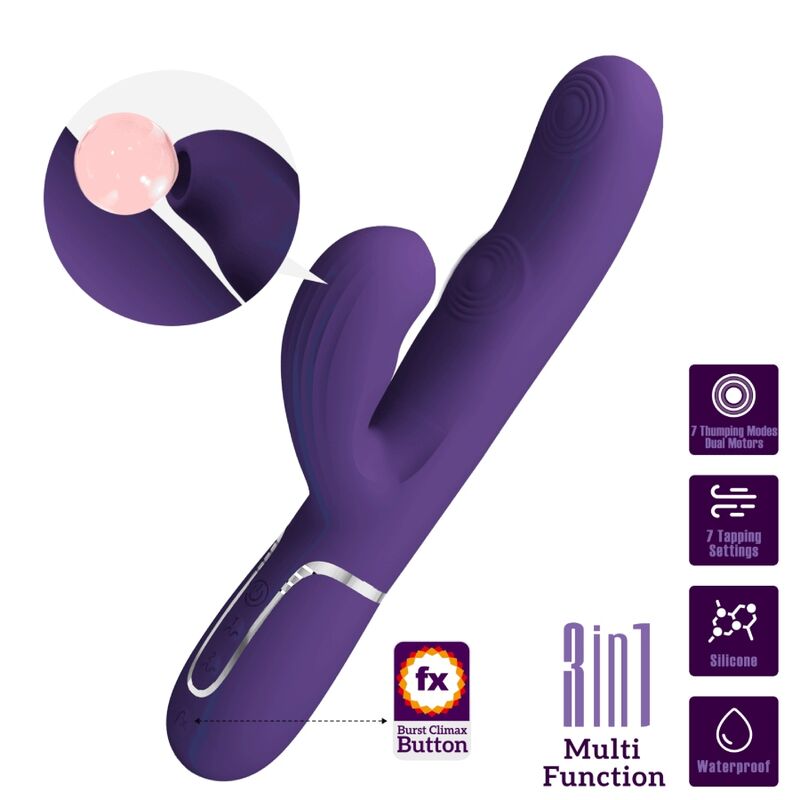 PRETTY LOVE - PERLITA 3-IN-1 MULTIFUNCTION G-SPOT VIBRATOR PURPLE
