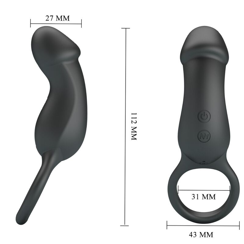 PRETTY LOVE - ANILLO VIBRADOR TRAE CON ESTIMULADOR NEGRO