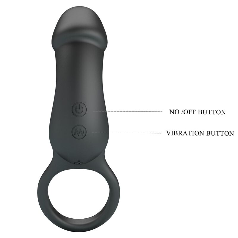 PRETTY LOVE - ANILLO VIBRADOR TRAE CON ESTIMULADOR NEGRO