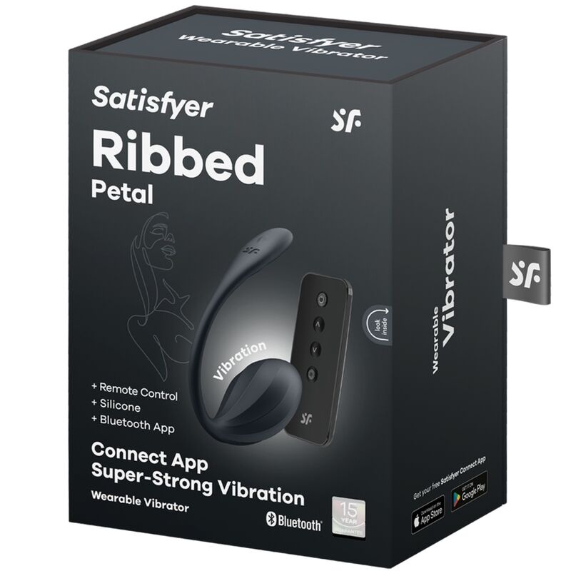 SATISFYER - RIBBED PETAL TÉLÉLÉCOMMANDE DE STIMULATEUR DE POINT G NOIR APPLICATION GRATUITE