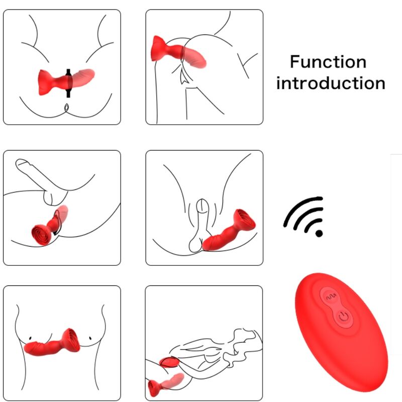 ARMONY - EXTREME A BLOOM VIBRADOR ROSA Y PLUG ANAL CON CONTROL REMOTO ROJO
