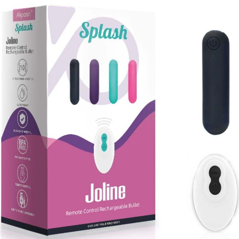 ARMONY - SPLASH JOLINE REMOTE CONTROL SILICONE BULLET VIBRATOR 10 VIBRATIONS 65 X 15 CM BLACK