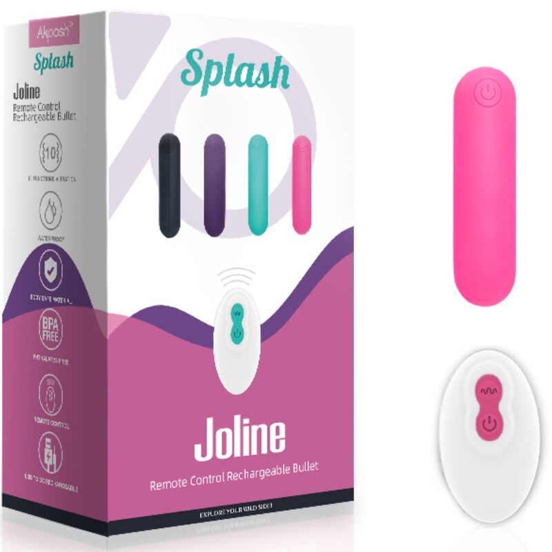 ARMONY - SPLASH JOLINE VIBRATEUR BULLET TÉLÉLÉCOMMANDE EN SILICONE 10 VIBRATIONS 65 X 15 CM ROSE