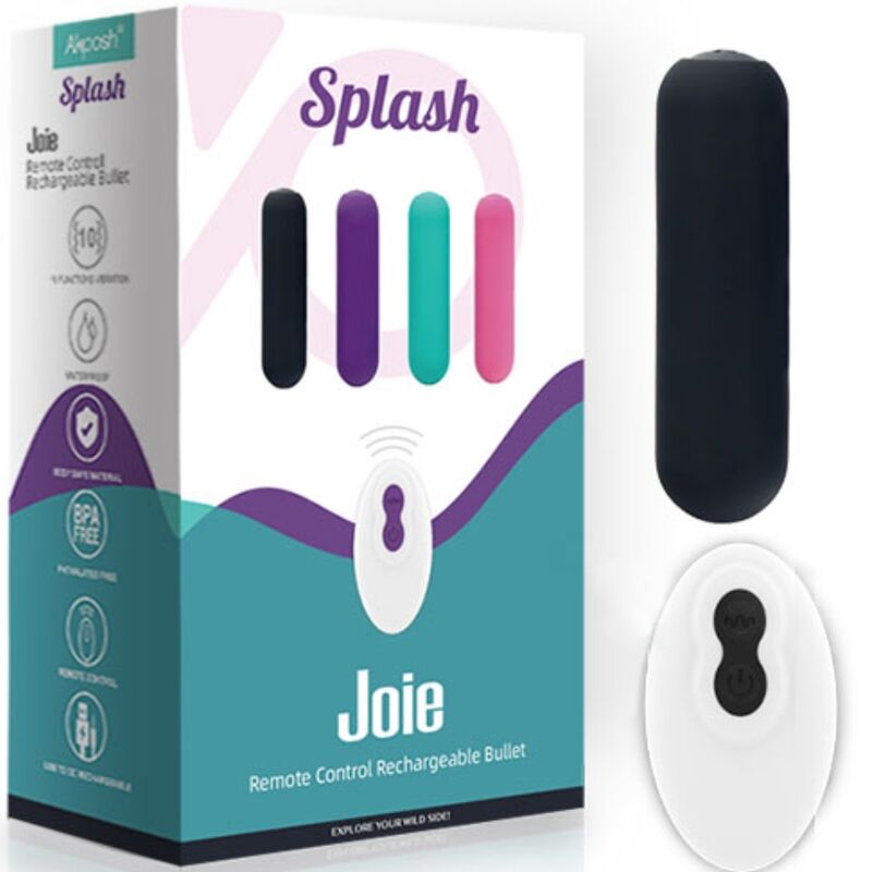 ARMONY - SPLASH JOIE REMOTE CONTROL SILICONE BULLET VIBRATOR 10 VIBRATIONS 75 X 19 CM BLACK