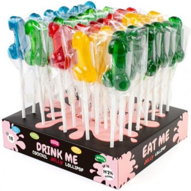 SECRETPLAY - EXPOSITOR SURTIDO DE PIRULETAS DE PENE CON ALCOHOL 40 UNIDADES