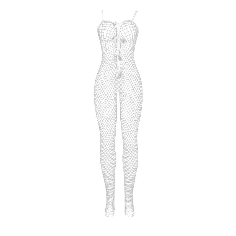 SUBBLIME - 951740 BODYSTOCKING DE RED BLANCO CON ENTREPIERNA Y LAZOS TALLA ÚNICA