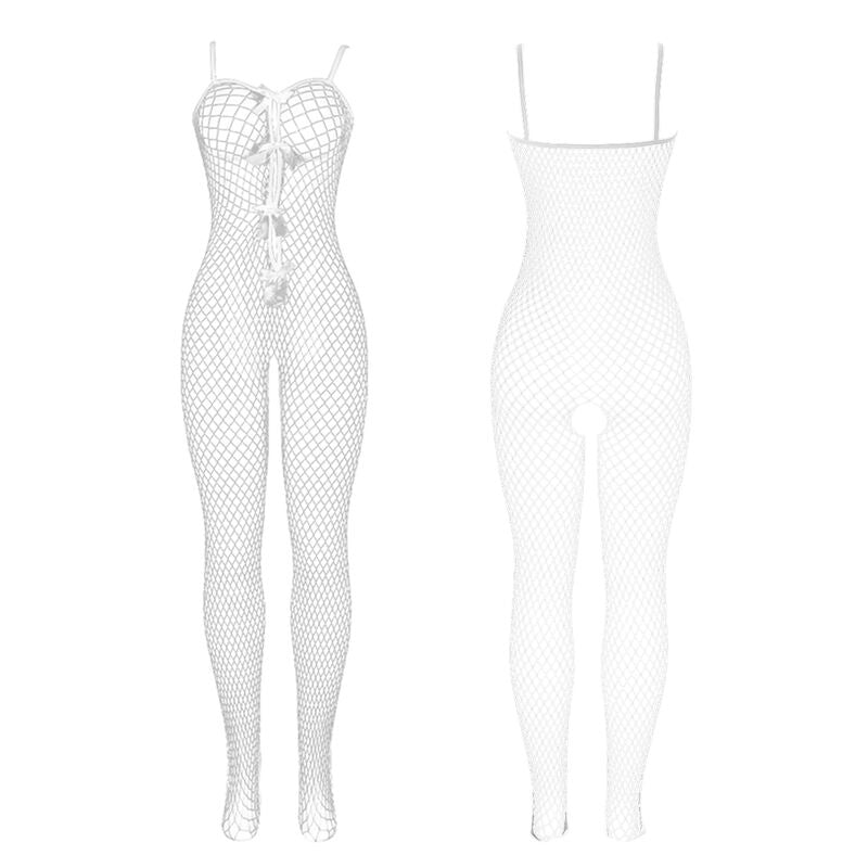 SUBBLIME - 951740 BODYSTOCKING DE RED BLANCO CON ENTREPIERNA Y LAZOS TALLA ÚNICA
